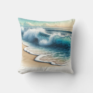 Coussin Vagues de l'océan déferlantes Plage côtière rustiq