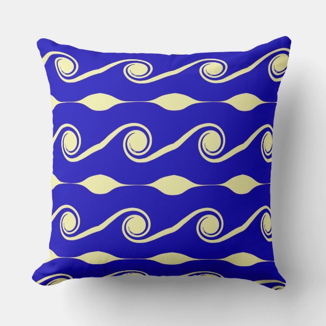 Coussin Vagues de vie abstraites bleues (Recto)