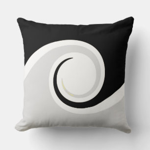 Coussin Vagues de vie abstraites noir et blanc