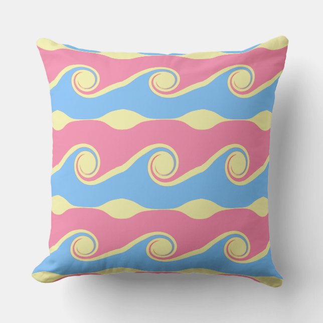 Coussin Vagues de vie abstraites turquoise rose (Recto)