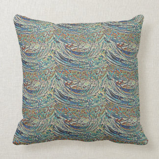 COUSSIN VAGUES OCÉANIENNES FRUITS DE MER ABSTRAITS