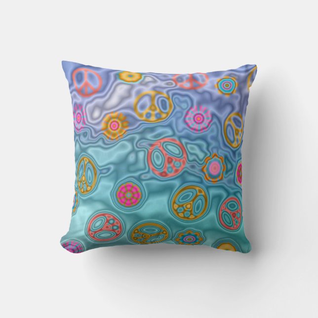 Coussin Vagues océaniques paisibles des années 60 (Recto)