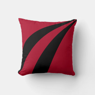 Coussin Vagues rouges bordeaux et noires abstraites élégan