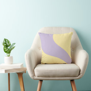 Coussin Vagues simples en jaune pastel et violet