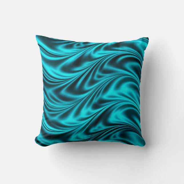 Coussin Vagues soyeuses noires d'Aqua (Recto)
