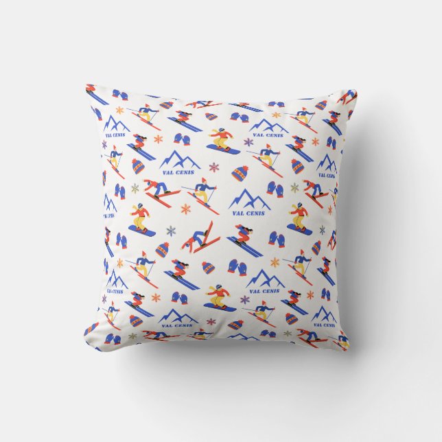 Coussin Val Cenis Savoie France Motif de snowboard (Recto)