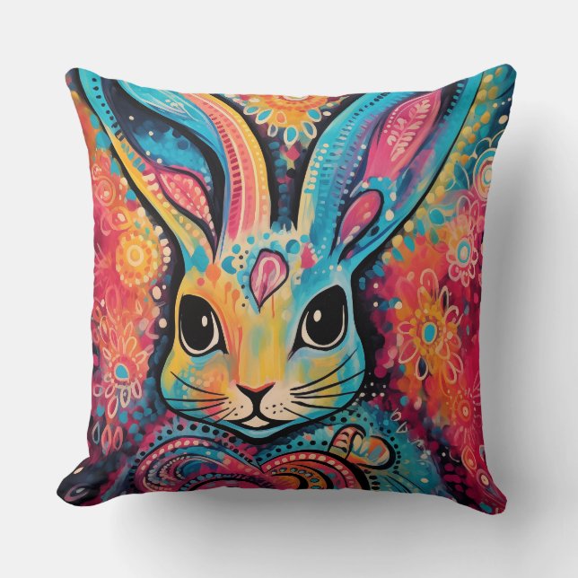 Coussin Valentine Bunny Vibes positives coeur (Recto)