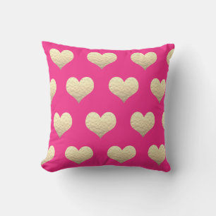 Coussin Valentine's Day Gold Heart Motif rose mignonne fil