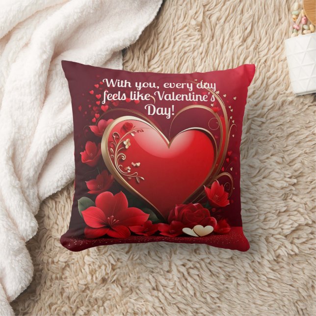 Coussin Valentines de coeur Red-Gold (Couverture)