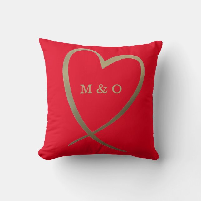 Coussin Valentines Jour Amour Coeur Rouge Monogramme (Recto)