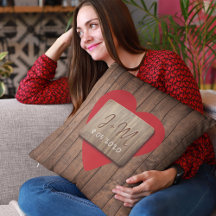 Valentines Jour noms de couple initiales bois rust