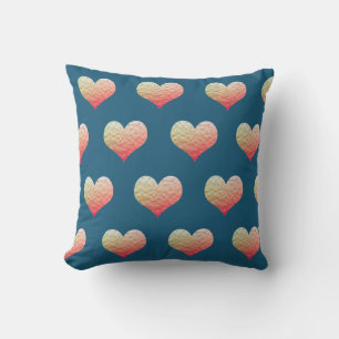Coussin Valentines Jour Ombre Gold Heart Motif Ocean Blue