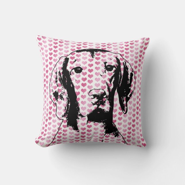 Coussin Valentines - silhouette de Vizsla - Reagan (Recto)