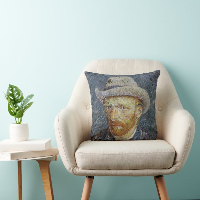 Coussin Van Gogh Autoportrait Gris Sens Casquette Peinture (Chaise)