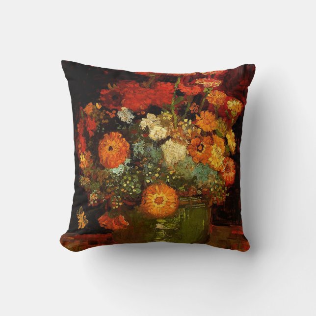 Coussin Van Gogh - Bowl avec Zinnias (Recto)