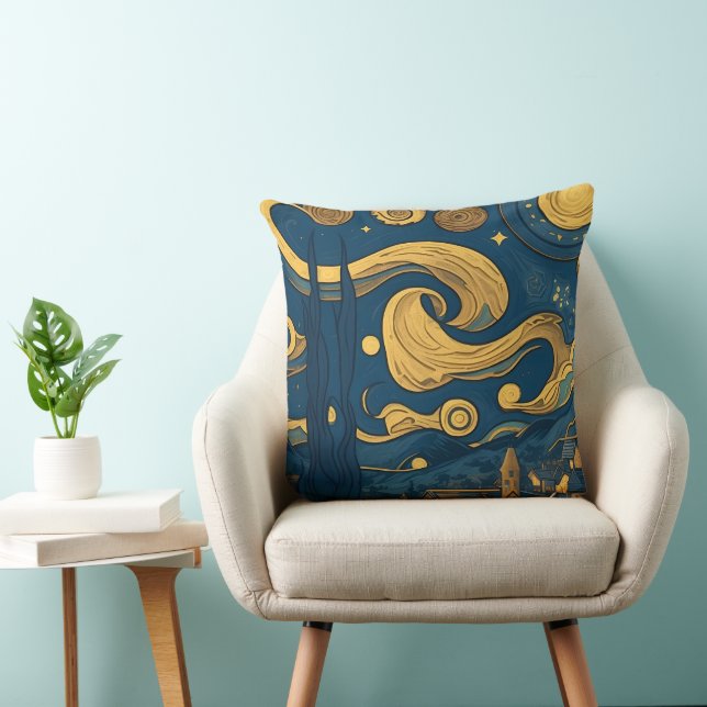 Coussin Van Gogh Coussins, AI générée Starry Night Design (Chaise)