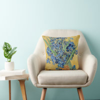 Van Gogh Irises Vase Or Mur Bleu Fleurs Art