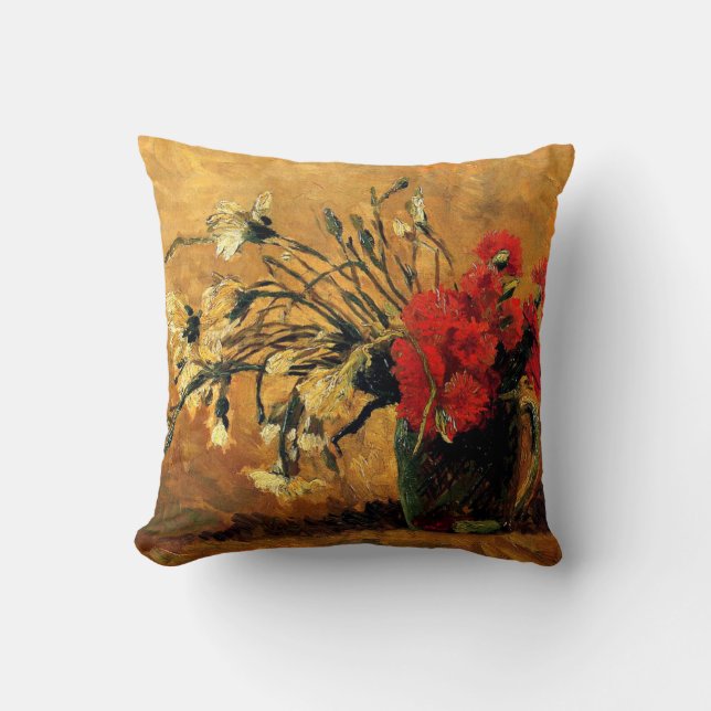 Coussin Van Gogh - Jug aux oeillets rouges et blancs (Recto)