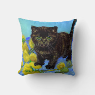 Coussin Van Gogh Style Chat avec tournesol