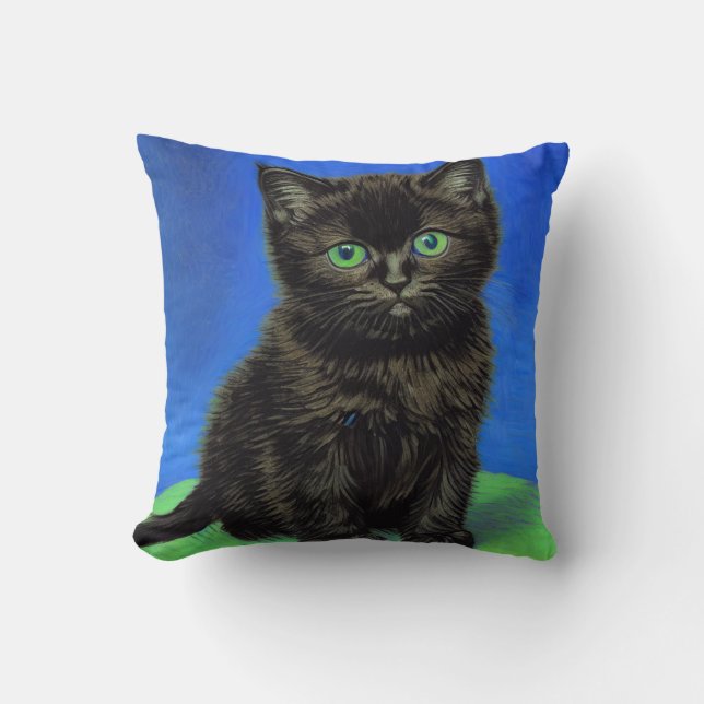 Coussin Van Gogh Style Kitten noir (Recto)
