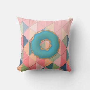 Coussin Vanille et bleuets Yummy Donuts Design géométrique