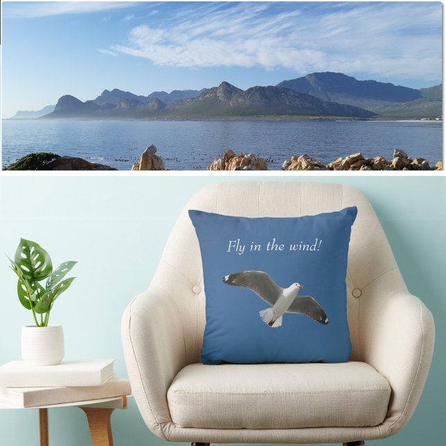 Coussin Vapeur de mouettes blanches Profonde Ciel bleu Ins (Chair with Background)