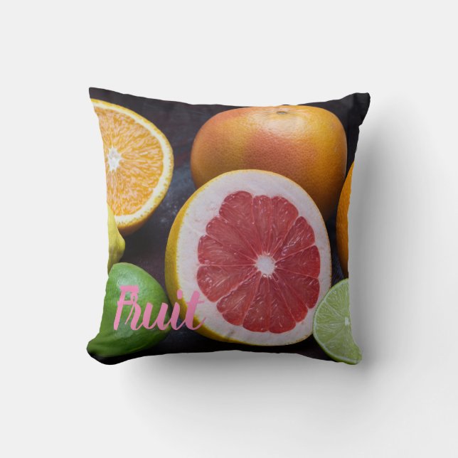 Coussin Variation de l'orange d'agrumes, de chaux, de mand (Recto)