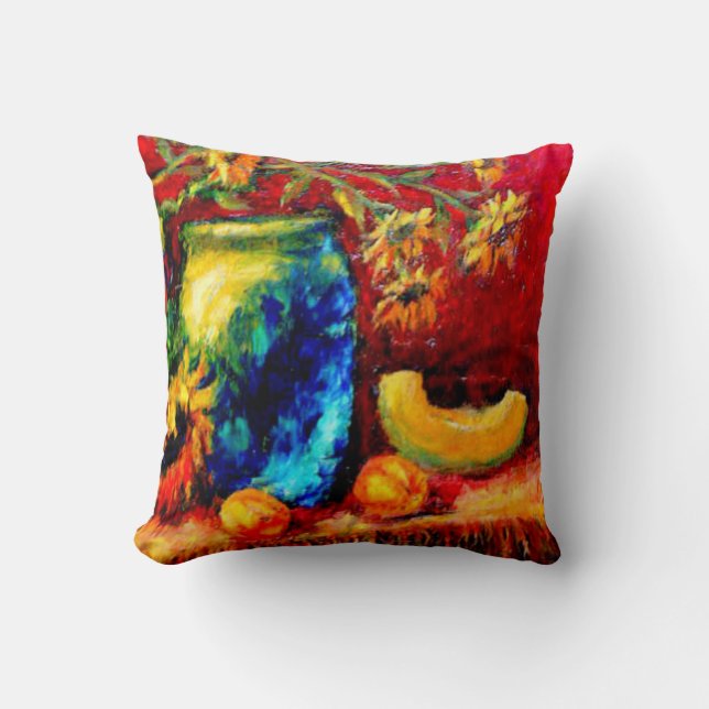 Coussin Vase à Tiffany, Tableau de récolte de tournesols (Recto)