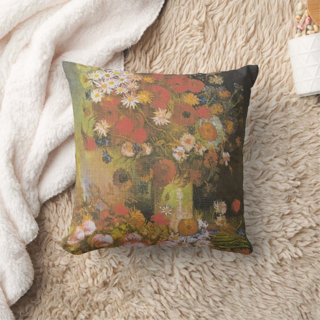 Coussin Vase avec des fleurs de maïs&poppies, des pivoines (Couverture)