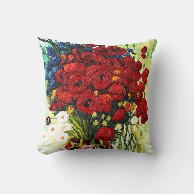 Coussin Vase avec des marguerites et des pavots (Recto)