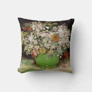 Coussin Vase avec fleurs de Zinnia par Vincent van Gogh