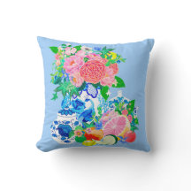 Vase de style chinoiserie au paon avec pivoines et