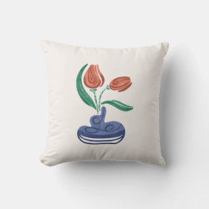 Coussin Vase moderne avec tulipes Floral Still Life Art