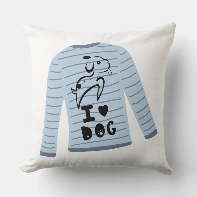 Coussin Vecteur de pull rayé J'adore chien (Recto)