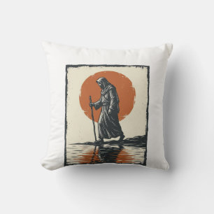 Coussin Vecteur de réflexion de silhouette de marche au co