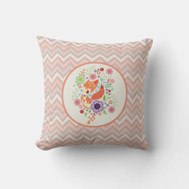 Coussin Vecteur Illustration Fox Joindre Zigzag Stripes (Recto)
