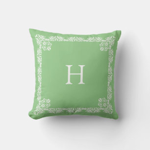 Coussin Vecteur & Monogramme en dentelle blanche chic sur