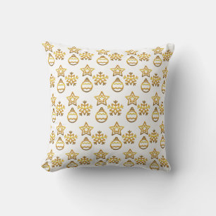 Coussin Vecteurs de Noël doré sur blanc