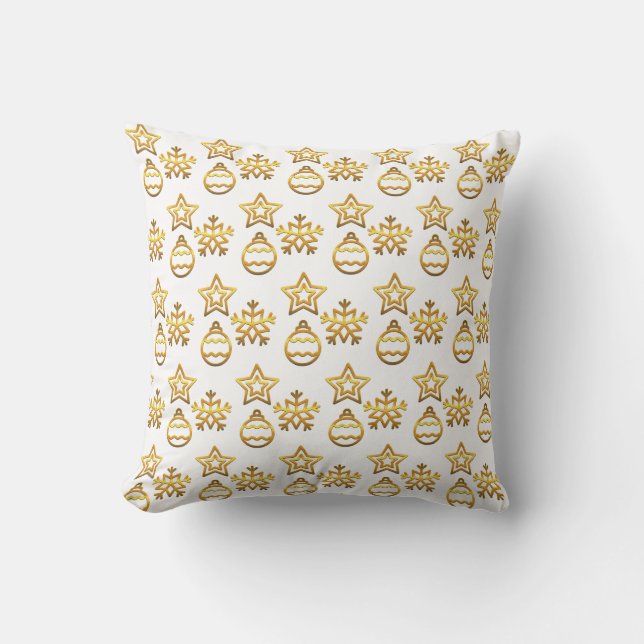 Coussin Vecteurs de Noël doré sur blanc (Recto)