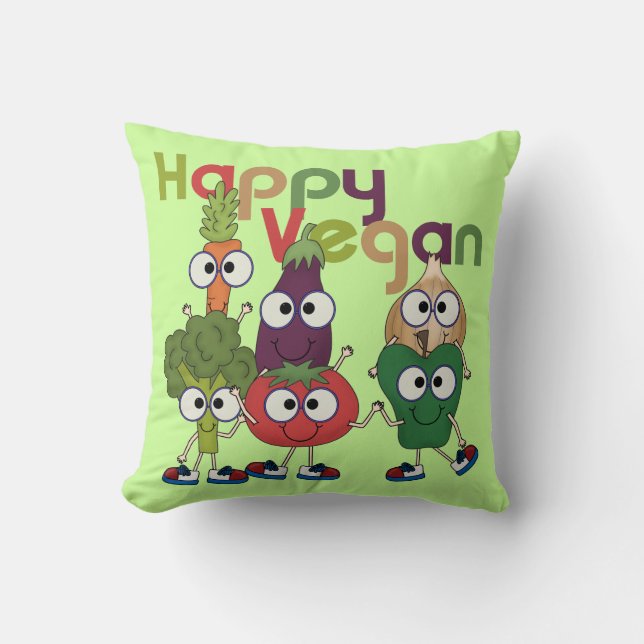 Coussin Végétalien heureux (Recto)