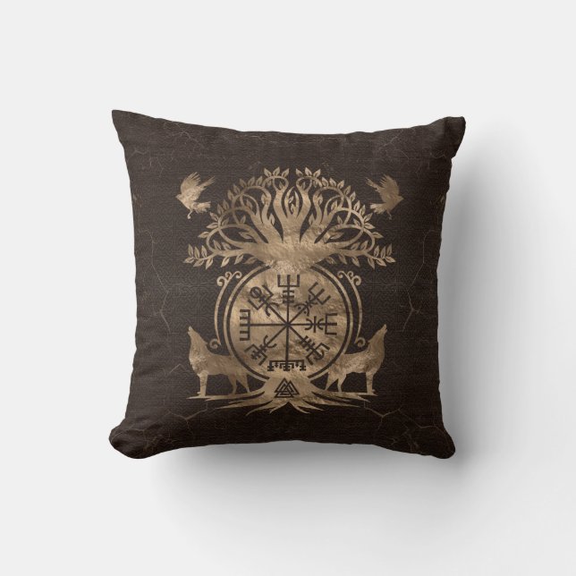 Coussin Végétarienne - Ornement de boussole viking (Recto)