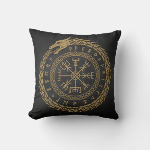 Coussin Vegvisir Dessin de cercle de rune de serpent nordi