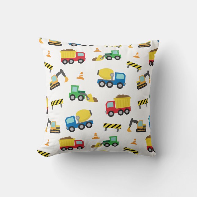 Coussin Véhicules de Construction Colorés Motif Chambre de (Recto)
