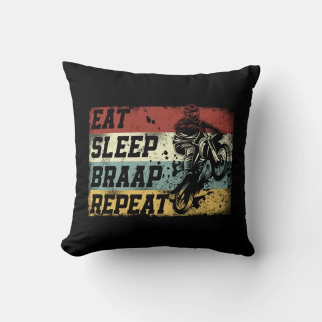 Coussin Vélo droit Motocross Manger Sleep Braap Répéter Vi (Recto)