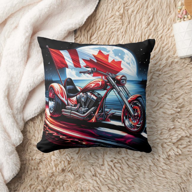 Coussin Vélo gras avec drapeau canadien au clair de lune (Couverture)