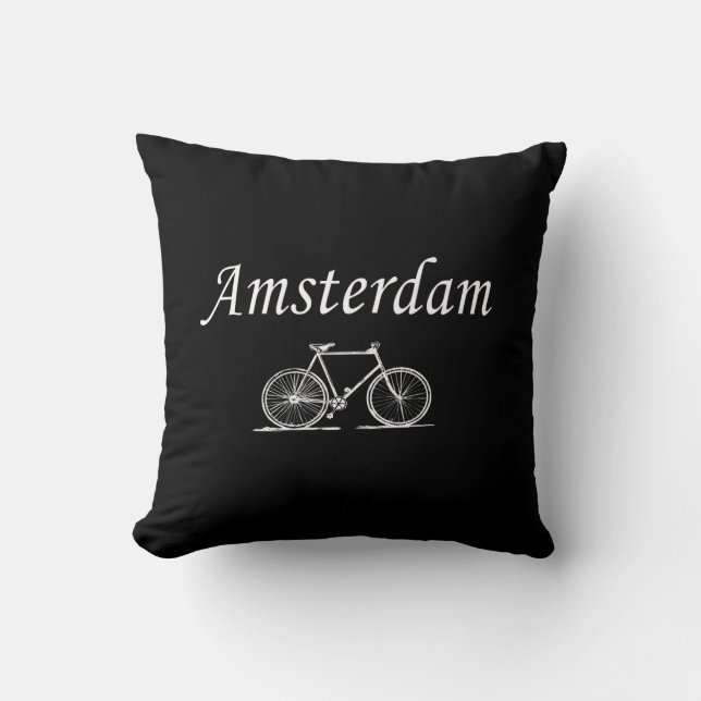 Coussin Vélo rétro d'Amsterdam (Recto)