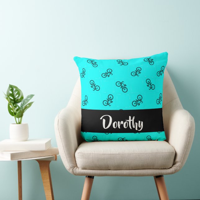 Coussin Vélos motif sur bleu (Chaise)