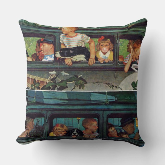 Coussin Venir et partir par Norman Rockwell (Recto)