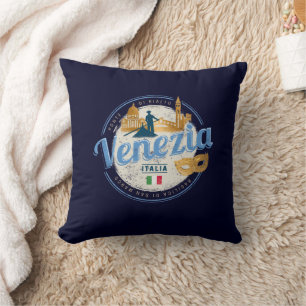 Coussin Venise avec gondolier Italie carnaval vintage