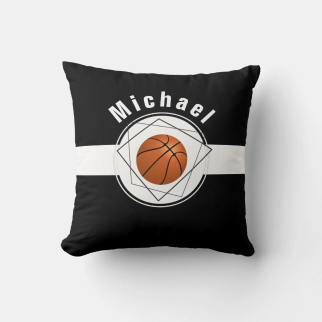 Coussin Ventilateur de basket-ball personnalisé Black & Wh (Recto)